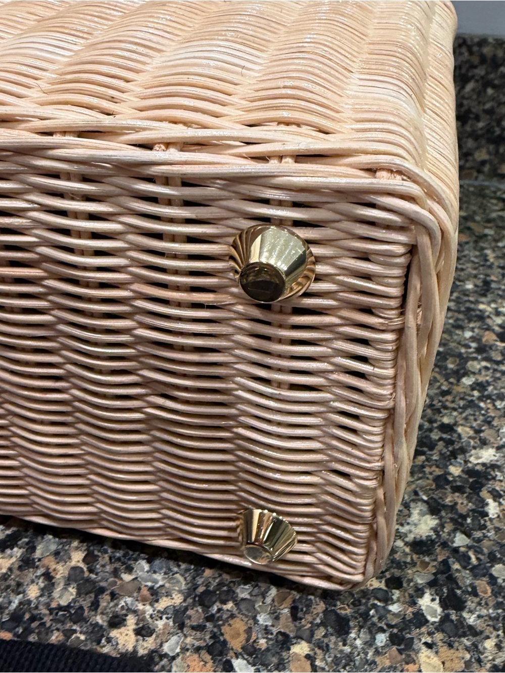 Prada Beige Wicker Tote with Black Leather Trim and Strap - Picture 6 of 13